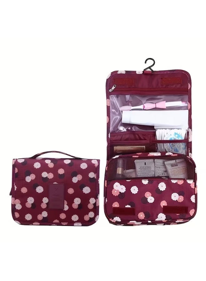 شنطة مكياج وتعليق للسفر متعددة الجيوب – خامة مقاومة للماء – منظم أدوات تجميل بحامل تعليق – سعة كبيرة وقابلة للطي - Image 1